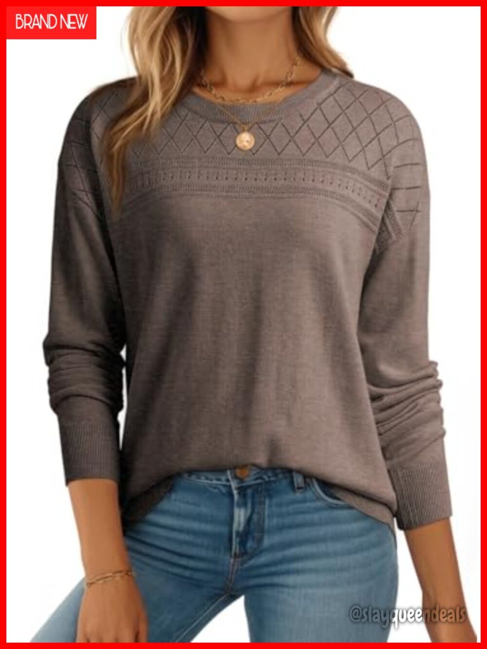 Wool Hollow Out Sweater Lightweight Crochet Pullover Crew Neck